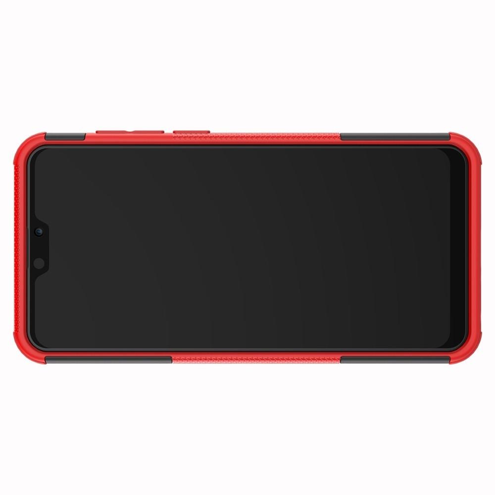 Двухкомпонентный Противоскользящий Гибридный Противоударный Чехол для Asus Zenfone Max Pro M2 ZB631KL с Подставкой Красный