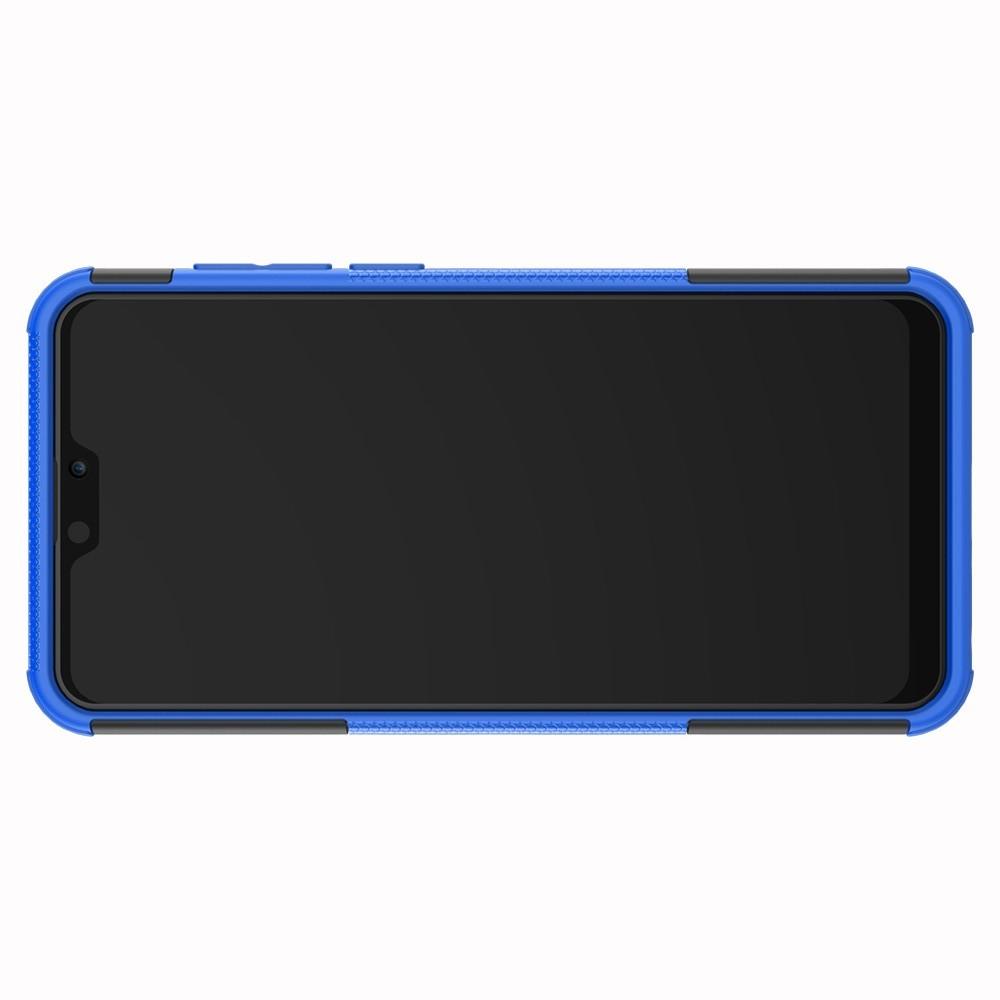 Двухкомпонентный Противоскользящий Гибридный Противоударный Чехол для Asus Zenfone Max Pro M2 ZB631KL с Подставкой Синий