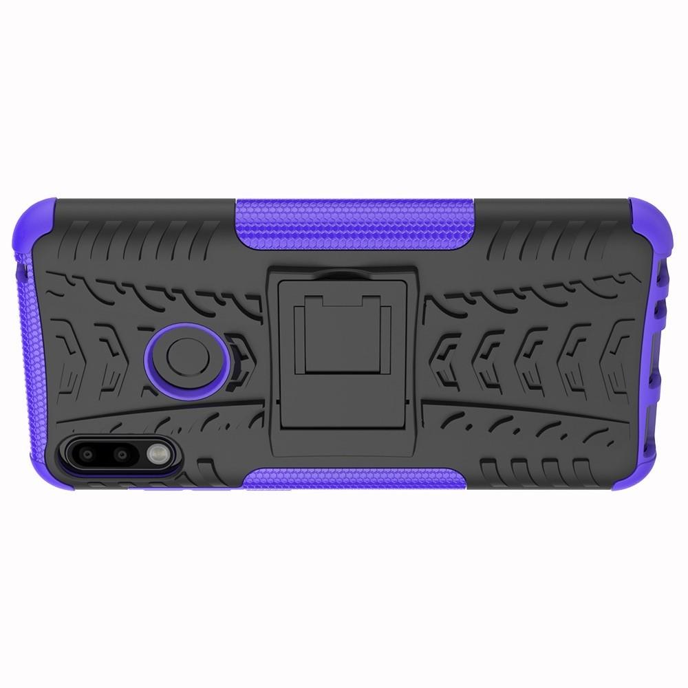 Двухкомпонентный Противоскользящий Гибридный Противоударный Чехол для Asus Zenfone Max Pro M2 ZB631KL с Подставкой Фиолетовый
