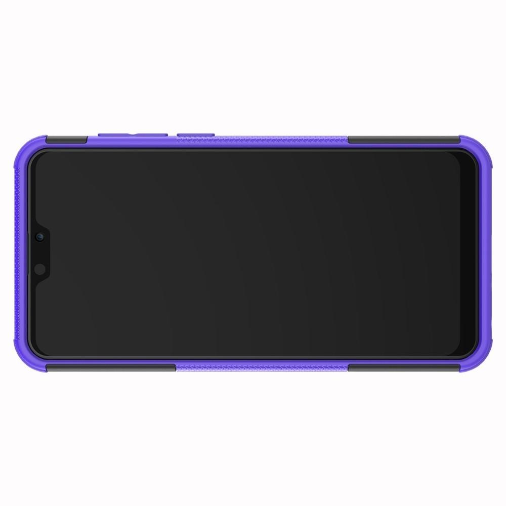 Двухкомпонентный Противоскользящий Гибридный Противоударный Чехол для Asus Zenfone Max Pro M2 ZB631KL с Подставкой Фиолетовый