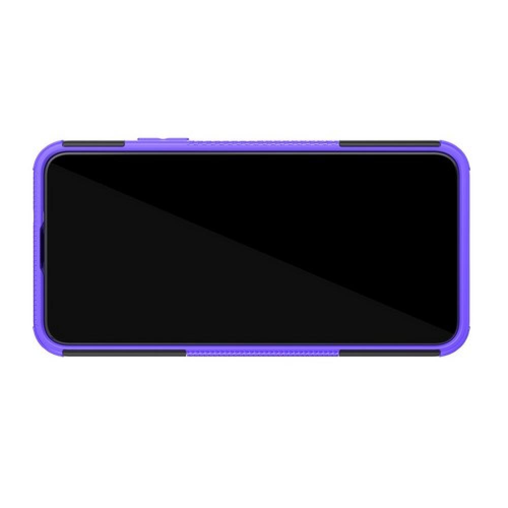 Двухкомпонентный Противоскользящий Гибридный Противоударный Чехол для Huawei Nova 5T с Подставкой Фиолетовый