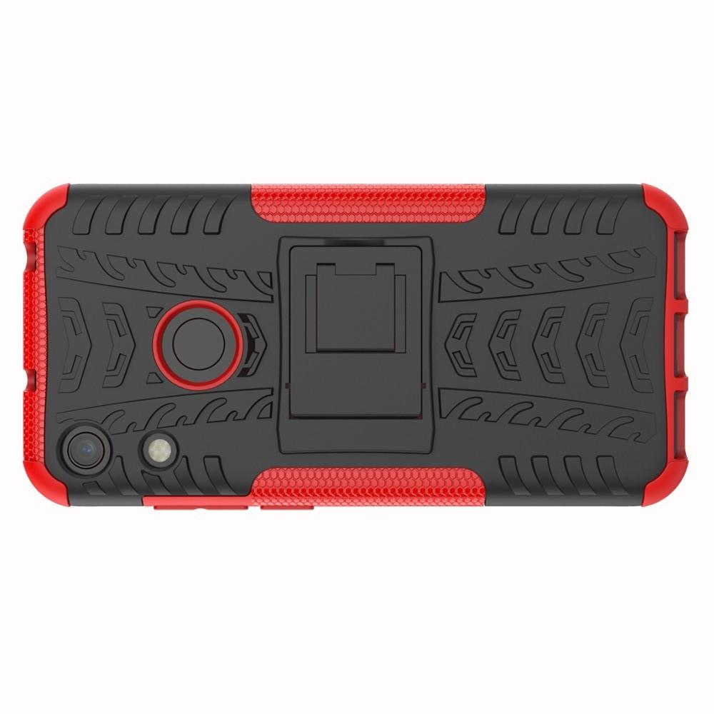 Двухкомпонентный Противоскользящий Гибридный Противоударный Чехол для Huawei Honor 8A с Подставкой Красный