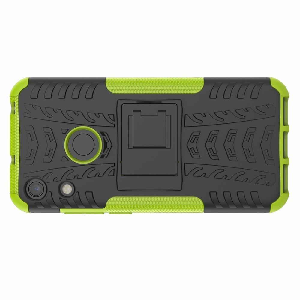Двухкомпонентный Противоскользящий Гибридный Противоударный Чехол для Huawei Honor 8A с Подставкой Зеленый