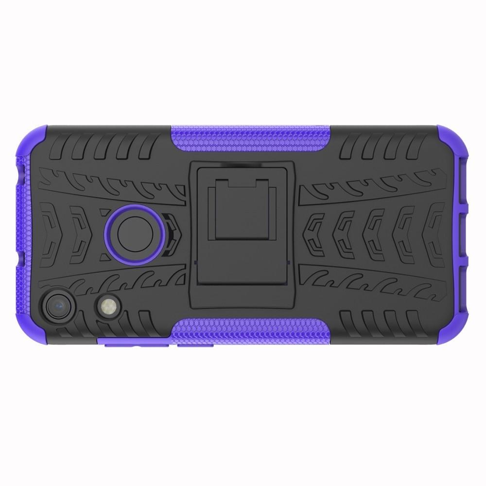 Двухкомпонентный Противоскользящий Гибридный Противоударный Чехол для Huawei Honor 8A с Подставкой Фиолетовый
