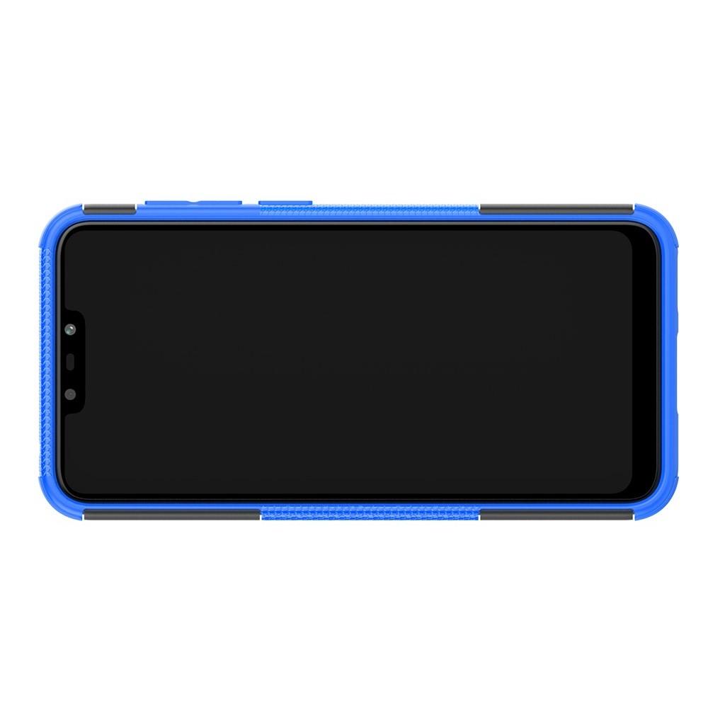 Двухкомпонентный Противоскользящий Гибридный Противоударный Чехол для Huawei Honor 8C с Подставкой Синий