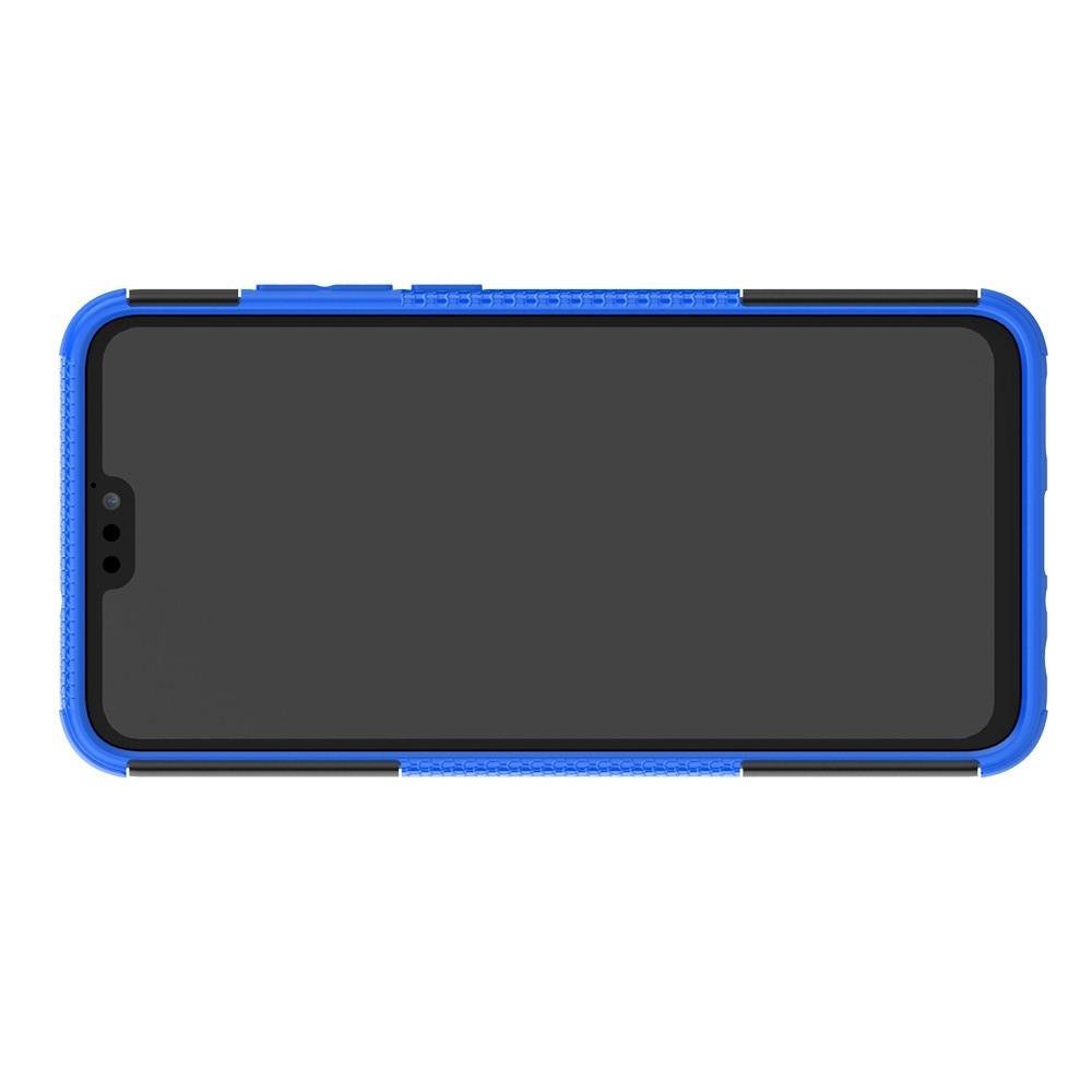 Двухкомпонентный Противоскользящий Гибридный Противоударный Чехол для Huawei Honor 8X с Подставкой Синий