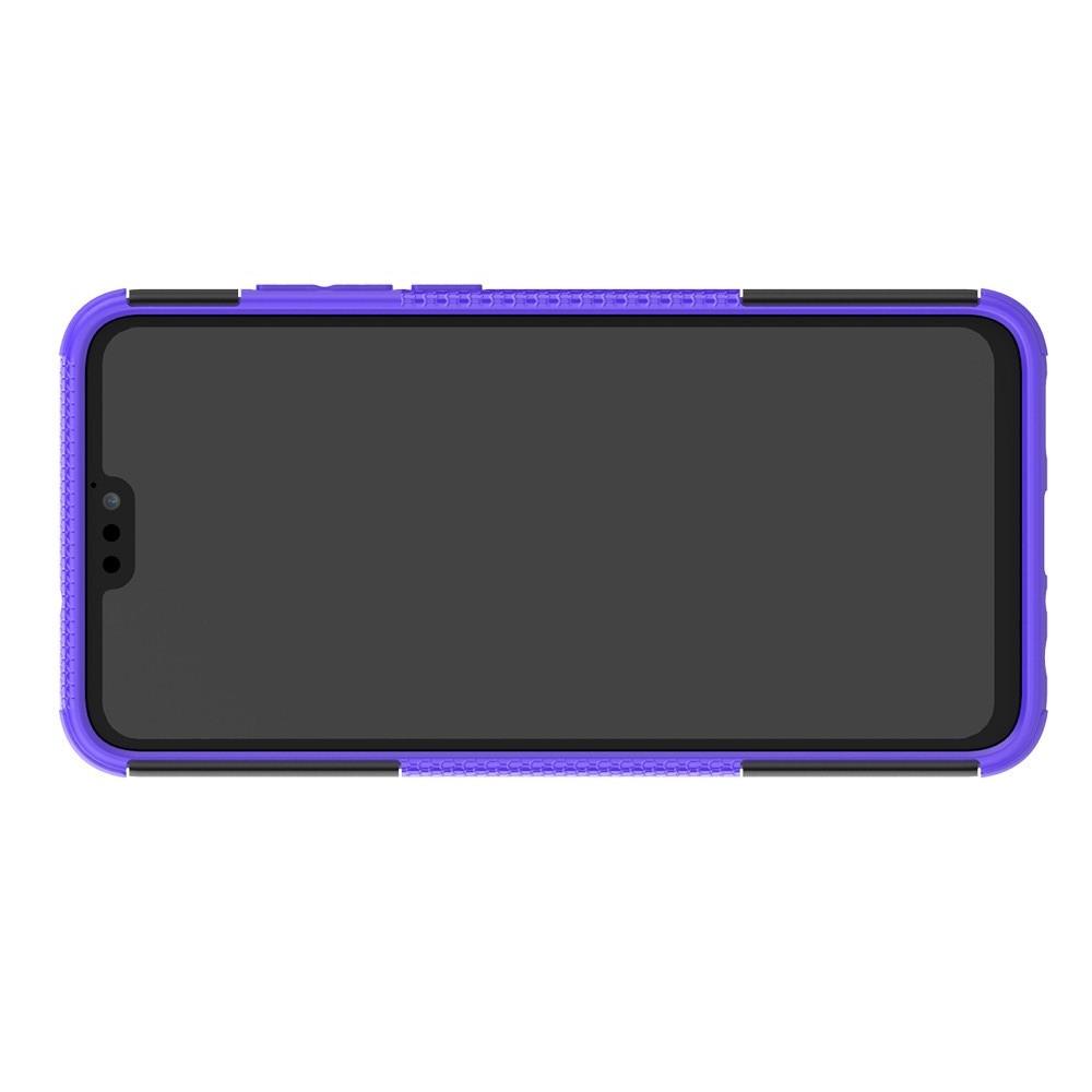 Двухкомпонентный Противоскользящий Гибридный Противоударный Чехол для Huawei Honor 8X с Подставкой Фиолетовый