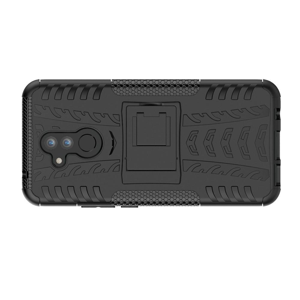 Двухкомпонентный Противоскользящий Гибридный Противоударный Чехол для Huawei Mate 20 Lite с Подставкой Черный
