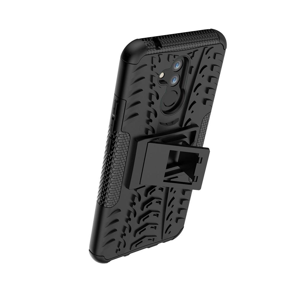 Двухкомпонентный Противоскользящий Гибридный Противоударный Чехол для Huawei Mate 20 Lite с Подставкой Черный