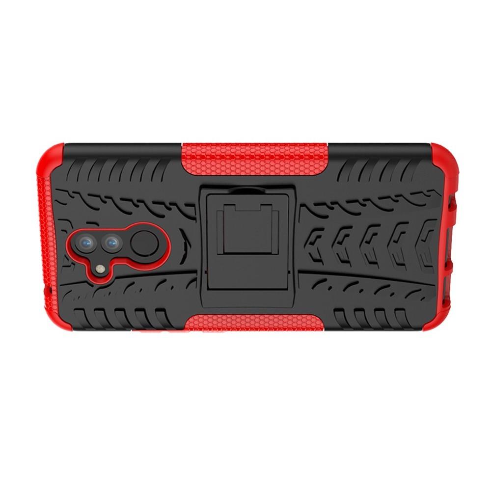 Двухкомпонентный Противоскользящий Гибридный Противоударный Чехол для Huawei Mate 20 Lite с Подставкой Красный