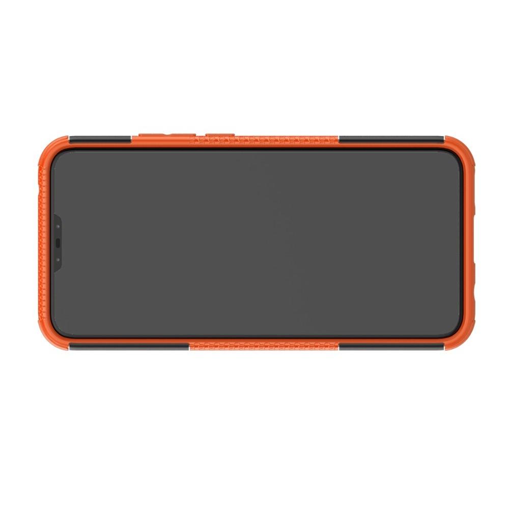 Двухкомпонентный Противоскользящий Гибридный Противоударный Чехол для Huawei Mate 20 Lite с Подставкой Оранжевый