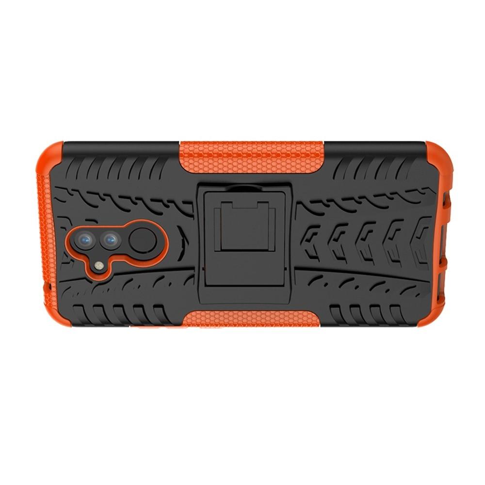 Двухкомпонентный Противоскользящий Гибридный Противоударный Чехол для Huawei Mate 20 Lite с Подставкой Оранжевый