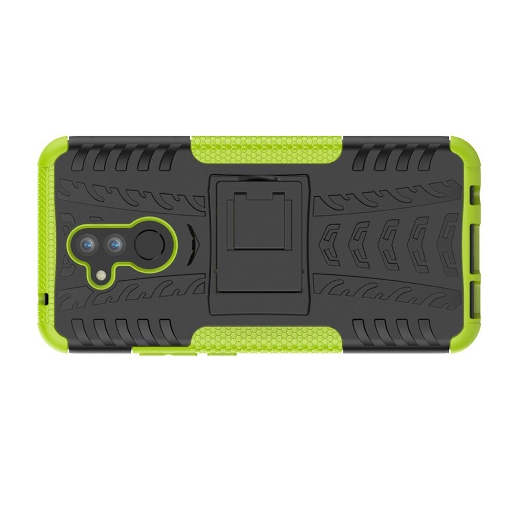 Двухкомпонентный Противоскользящий Гибридный Противоударный Чехол для Huawei Mate 20 Lite с Подставкой Зеленый
