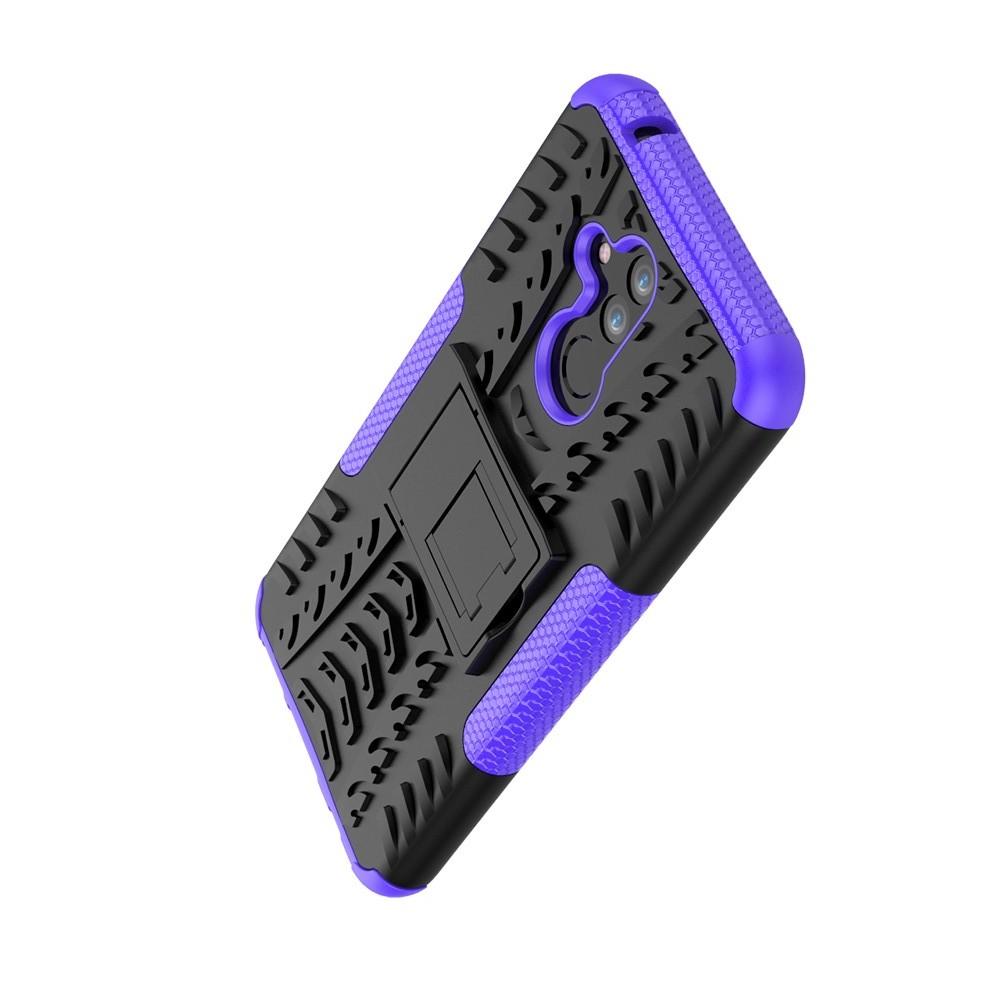 Двухкомпонентный Противоскользящий Гибридный Противоударный Чехол для Huawei Mate 20 Lite с Подставкой Фиолетовый