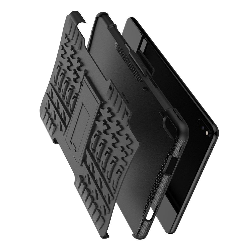 Двухкомпонентный Противоскользящий Гибридный Противоударный Чехол для Huawei MatePad Pro с Подставкой Черный