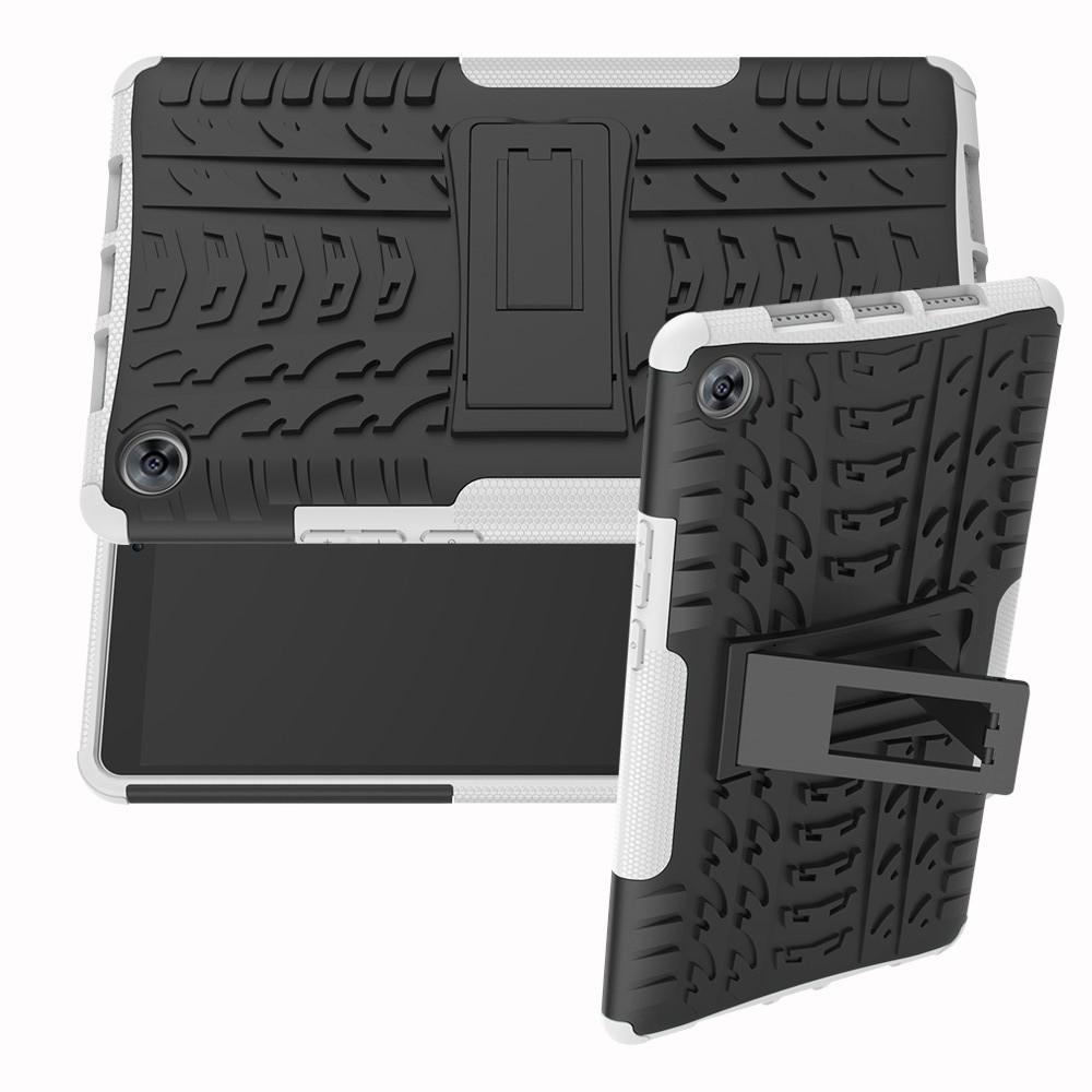 Двухкомпонентный Противоскользящий Гибридный Противоударный Чехол для Huawei MediaPad M5 8.4 с Подставкой Белый