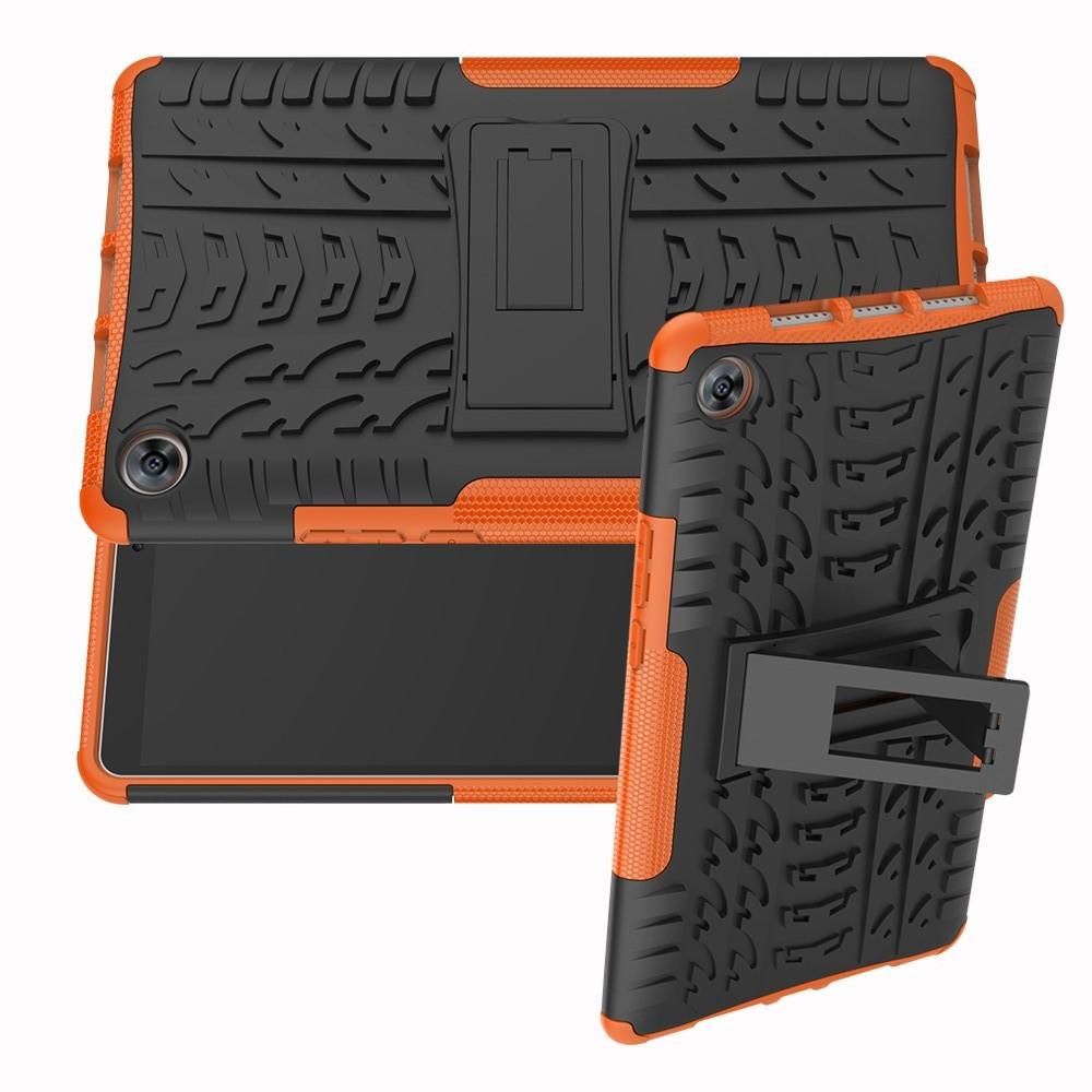 Двухкомпонентный Противоскользящий Гибридный Противоударный Чехол для Huawei MediaPad M5 8.4 с Подставкой Оранжевый
