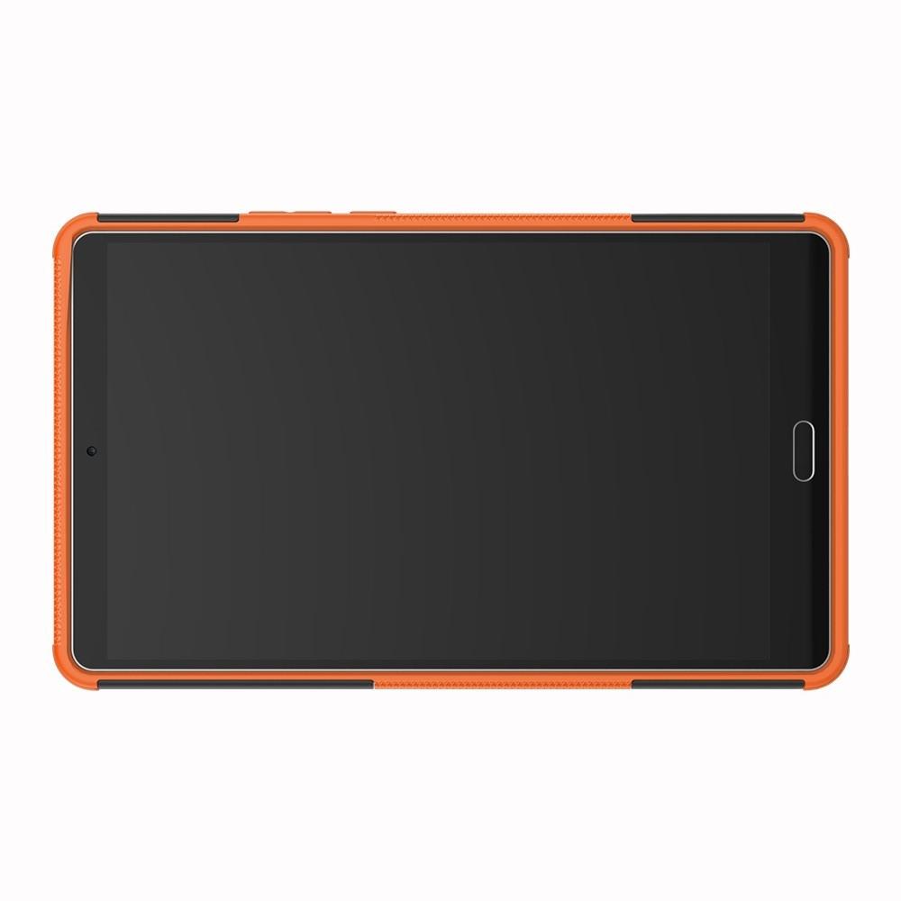 Двухкомпонентный Противоскользящий Гибридный Противоударный Чехол для Huawei MediaPad M5 8.4 с Подставкой Оранжевый