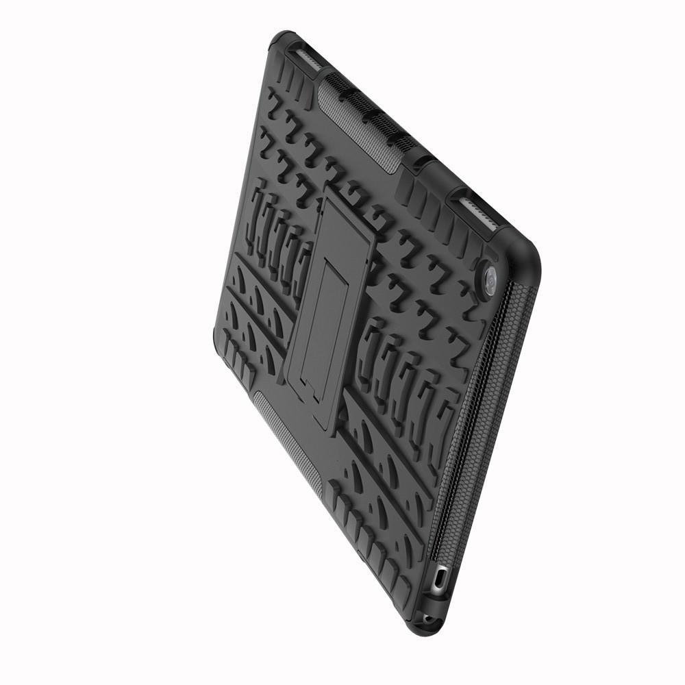 Двухкомпонентный Противоскользящий Гибридный Противоударный Чехол для Huawei Mediapad M5 Lite 10 с Подставкой Черный