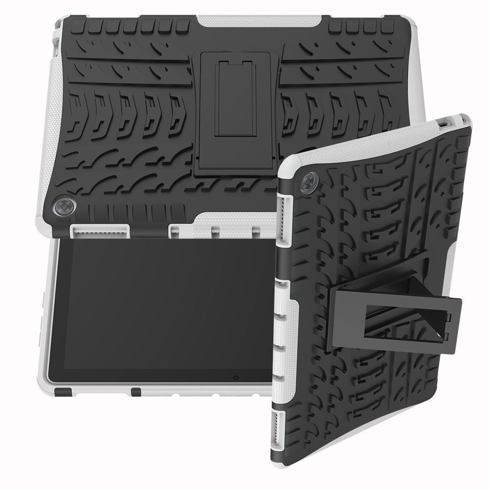 Двухкомпонентный Противоскользящий Гибридный Противоударный Чехол для Huawei Mediapad M5 Lite 10 с Подставкой Белый
