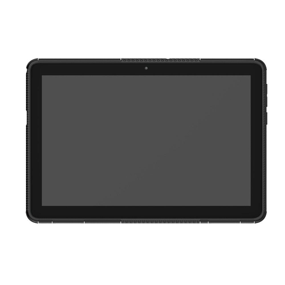 Двухкомпонентный Противоскользящий Гибридный Противоударный Чехол для Huawei Mediapad T5 10 с Подставкой Черный