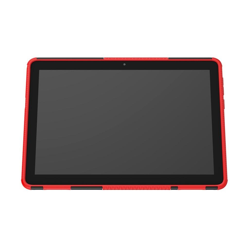 Двухкомпонентный Противоскользящий Гибридный Противоударный Чехол для Huawei Mediapad T5 10 с Подставкой Красный