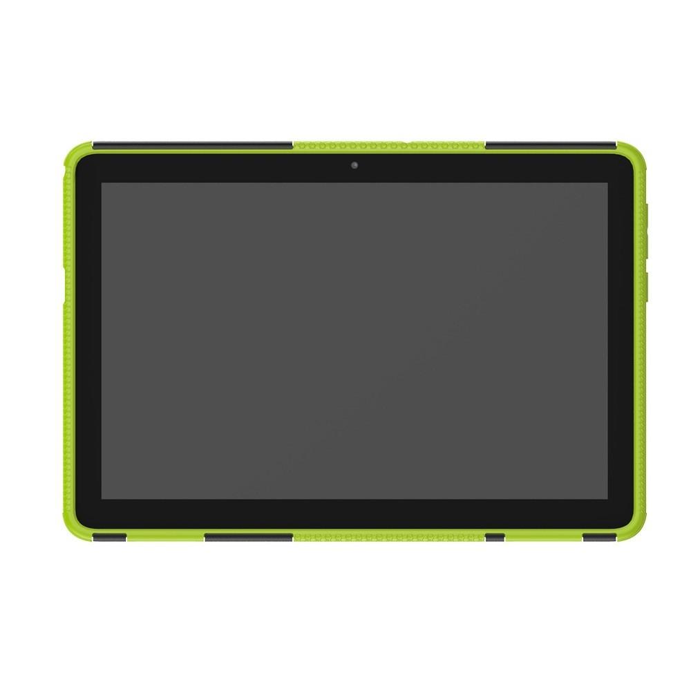 Двухкомпонентный Противоскользящий Гибридный Противоударный Чехол для Huawei Mediapad T5 10 с Подставкой Зеленый