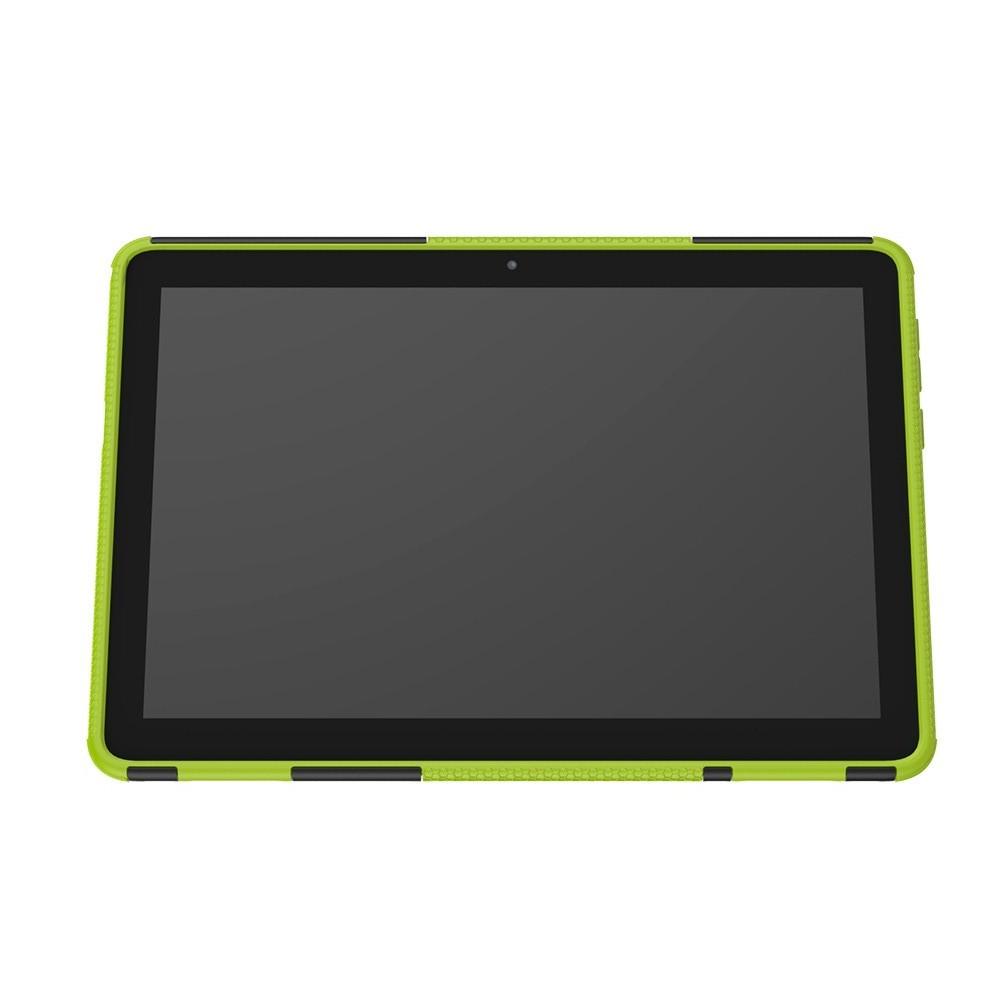 Двухкомпонентный Противоскользящий Гибридный Противоударный Чехол для Huawei Mediapad T5 10 с Подставкой Зеленый