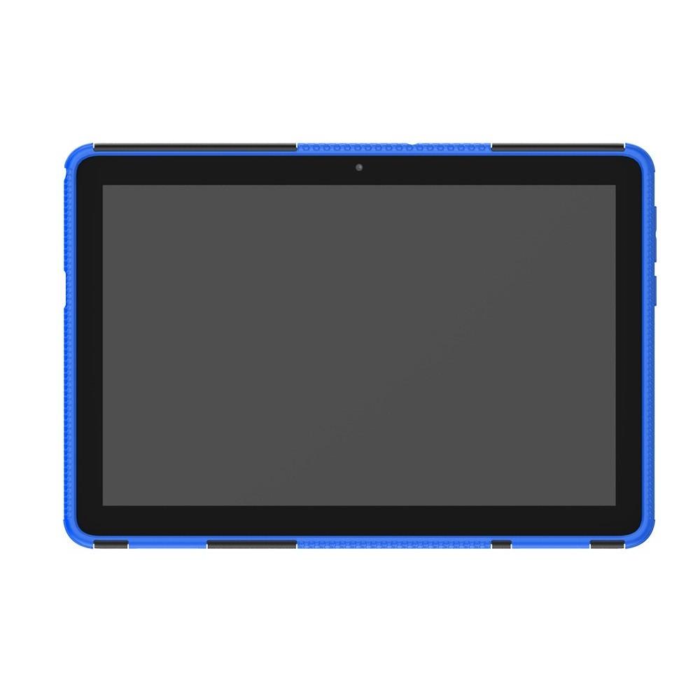 Двухкомпонентный Противоскользящий Гибридный Противоударный Чехол для Huawei Mediapad T5 10 с Подставкой Синий