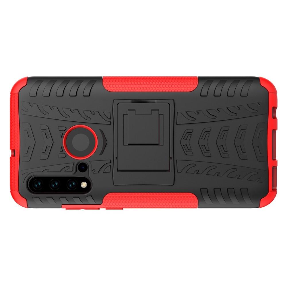 Двухкомпонентный Противоскользящий Гибридный Противоударный Чехол для Huawei nova 5i / P20 lite 2019 с Подставкой Красный