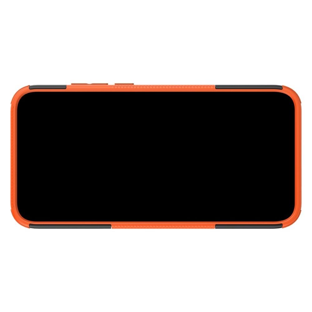 Двухкомпонентный Противоскользящий Гибридный Противоударный Чехол для Huawei nova 5i / P20 lite 2019 с Подставкой Оранжевый