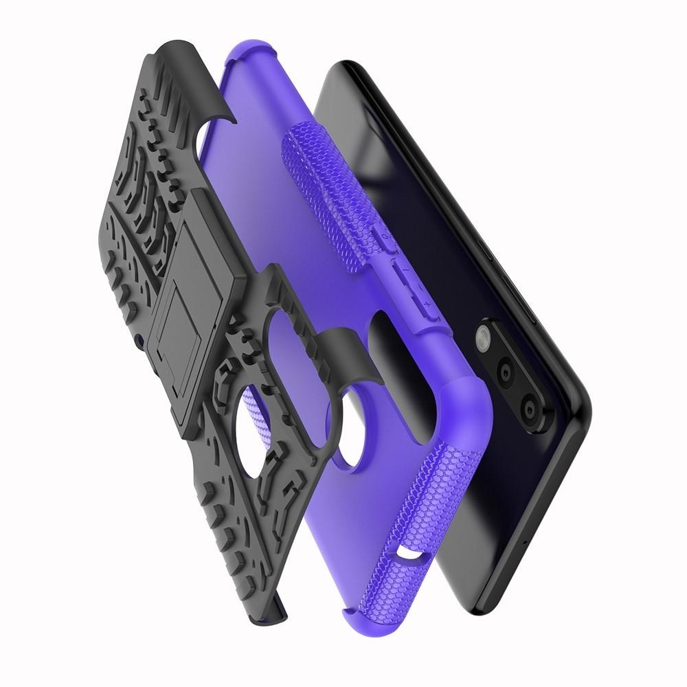 Двухкомпонентный Противоскользящий Гибридный Противоударный Чехол для Huawei P30 Lite с Подставкой Фиолетовый