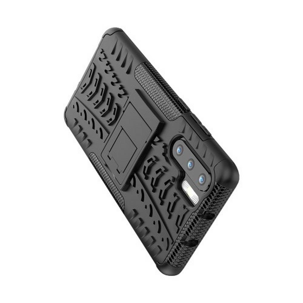 Двухкомпонентный Противоскользящий Гибридный Противоударный Чехол для Huawei P30 Pro с Подставкой Черный