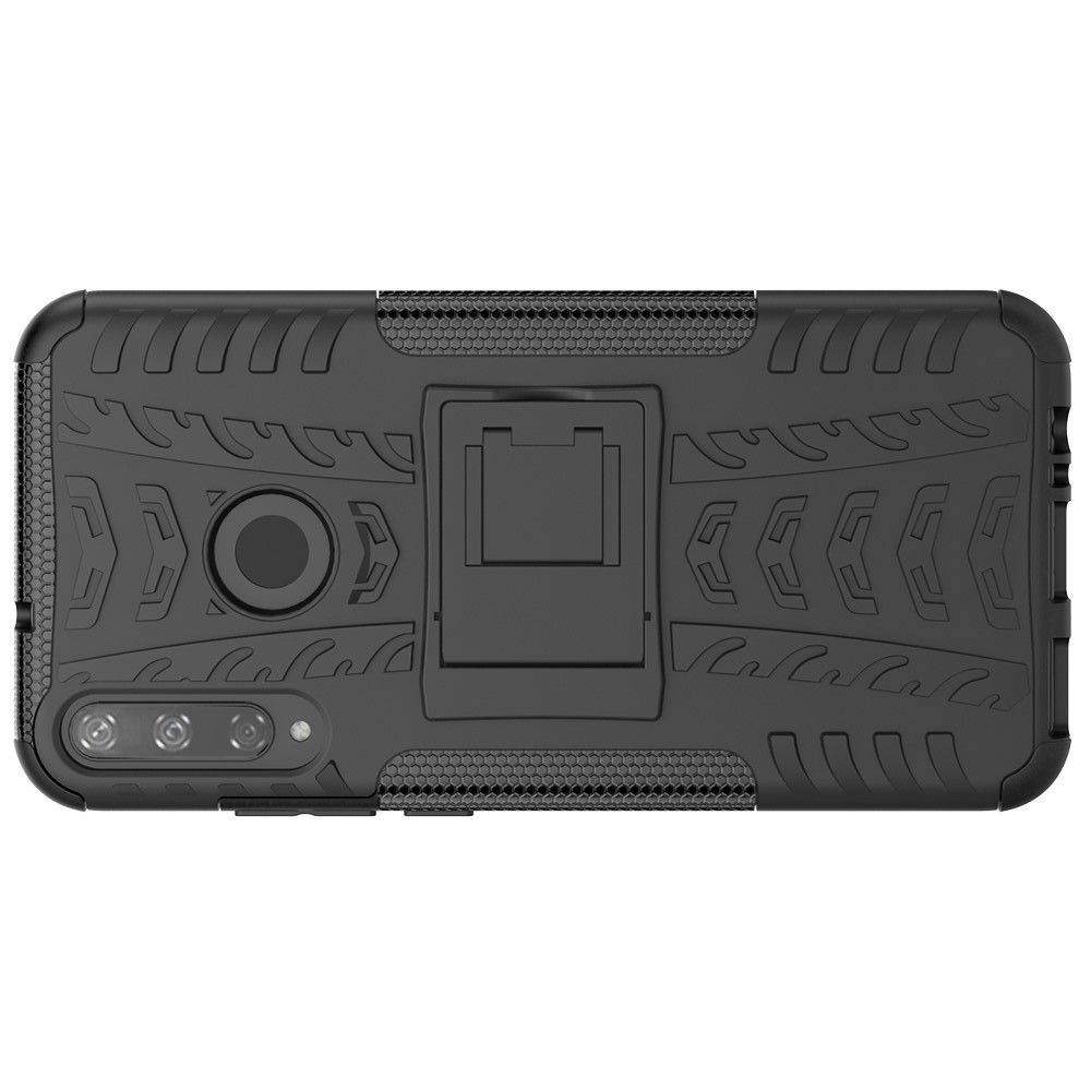 Двухкомпонентный Противоскользящий Гибридный Противоударный Чехол для Huawei P40 lite E / Honor 9C с Подставкой Черный