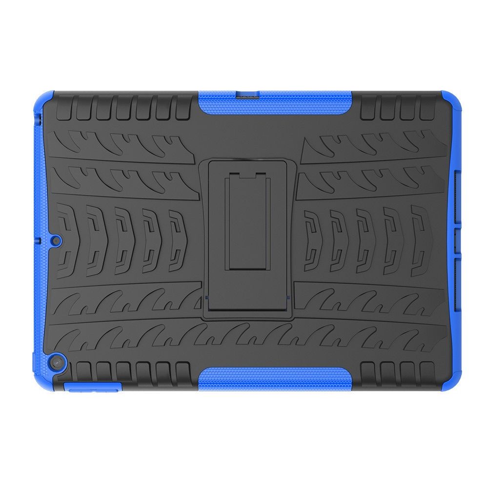 Двухкомпонентный Противоскользящий Гибридный Противоударный Чехол для iPad 10.2 2019 с Подставкой Синий