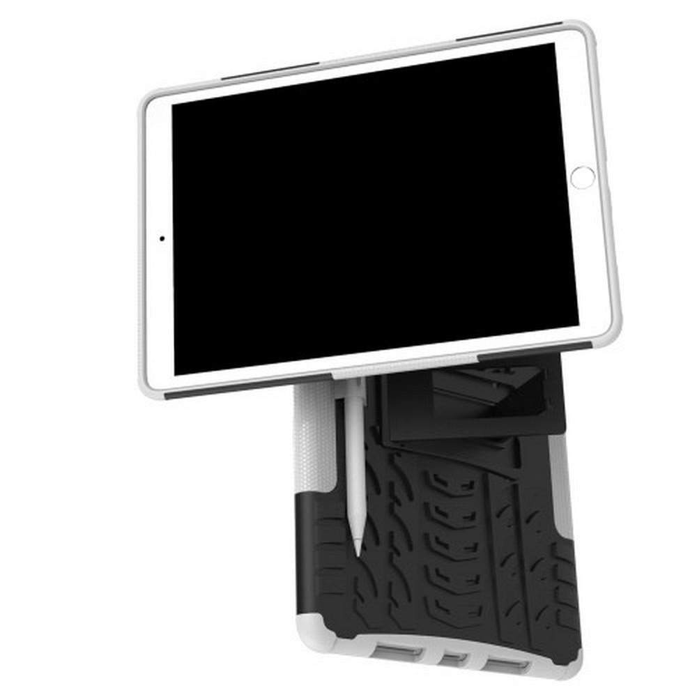 Двухкомпонентный Противоскользящий Гибридный Противоударный Чехол для iPad Air 10.5 2019 с Подставкой Белый