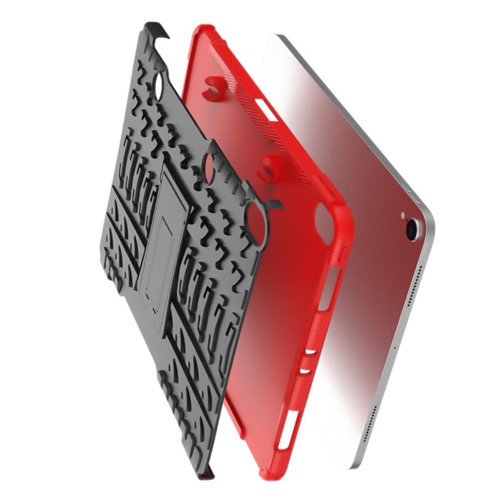 Двухкомпонентный Противоскользящий Гибридный Противоударный Чехол для iPad Pro 11 2018 с Подставкой Красный