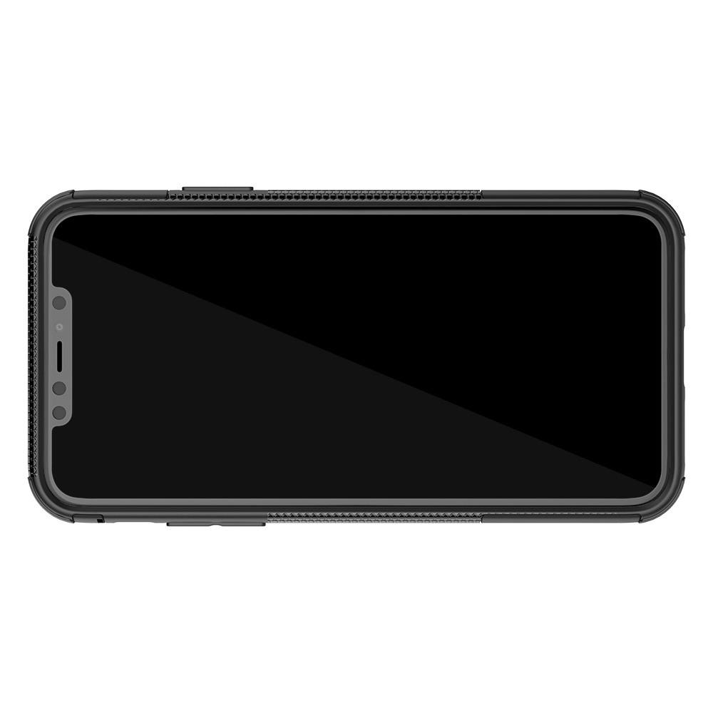 Двухкомпонентный Противоскользящий Гибридный Противоударный Чехол для iPhone 11 Pro Max с Подставкой Черный