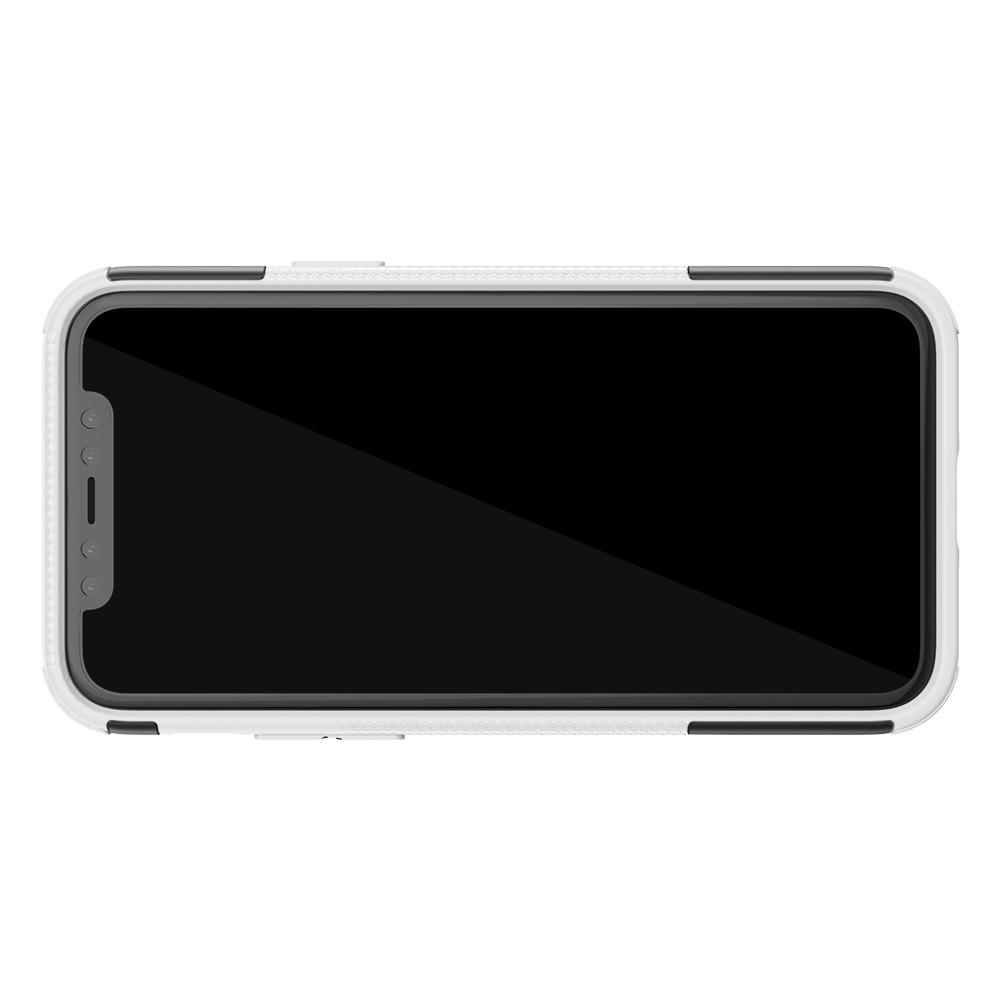 Двухкомпонентный Противоскользящий Гибридный Противоударный Чехол для iPhone 11 Pro с Подставкой Белый