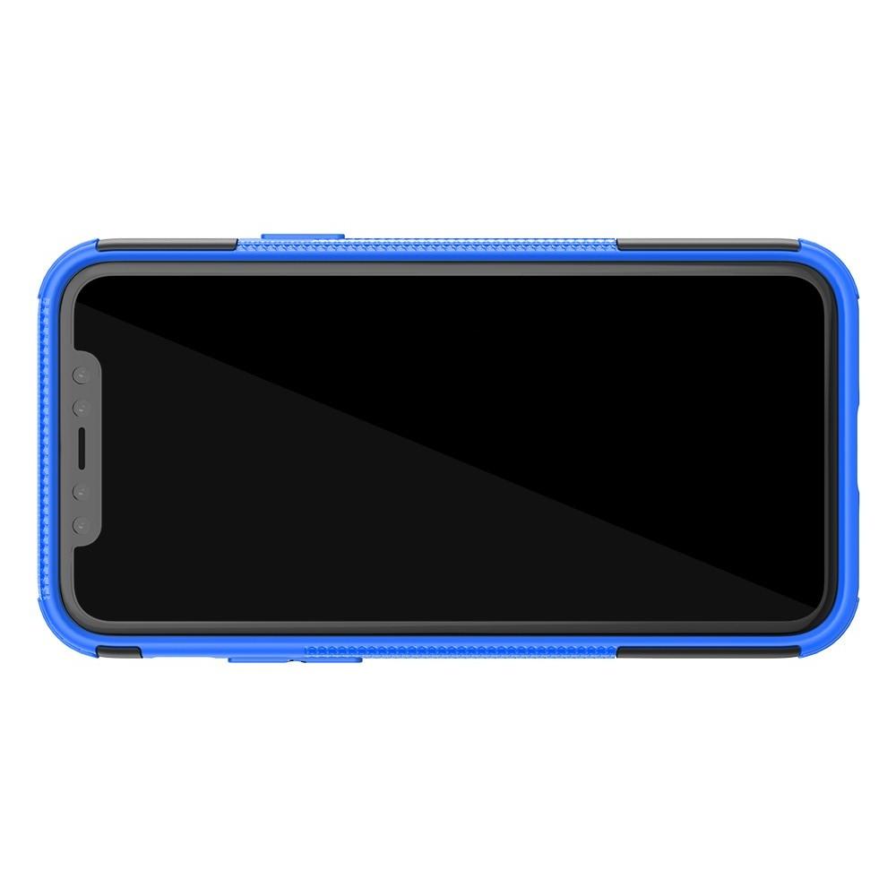 Двухкомпонентный Противоскользящий Гибридный Противоударный Чехол для iPhone 11 Pro с Подставкой Синий