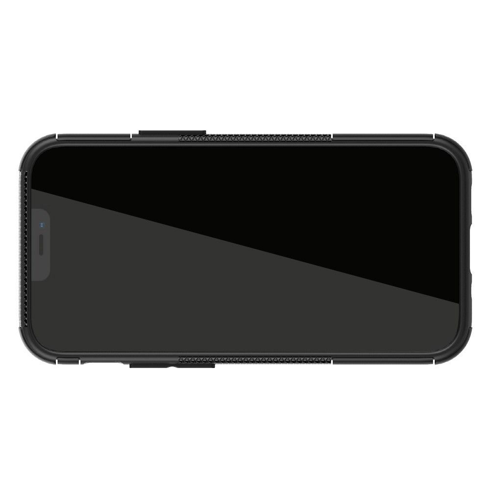 Двухкомпонентный Противоскользящий Гибридный Противоударный Чехол для iPhone 12 mini с Подставкой Черный