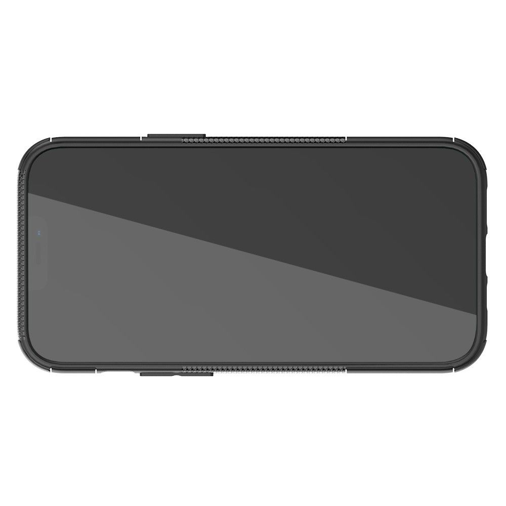 Двухкомпонентный Противоскользящий Гибридный Противоударный Чехол для iPhone 12 Pro Max с Подставкой Черный