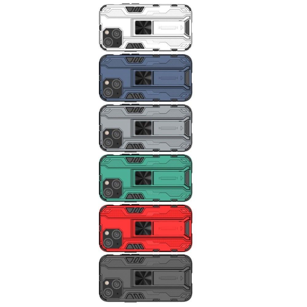 Двухкомпонентный Противоскользящий Гибридный Противоударный Чехол для iPhone 13 mini с Подставкой Синий