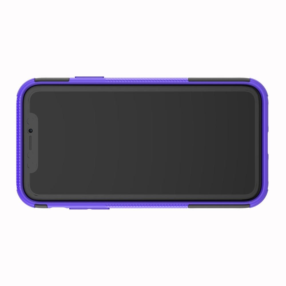 Двухкомпонентный Противоскользящий Гибридный Противоударный Чехол для iPhone XR с Подставкой Фиолетовый