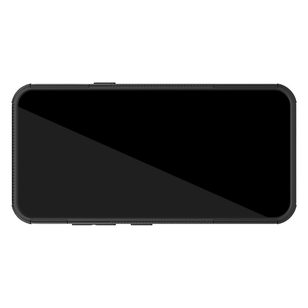 Двухкомпонентный Противоскользящий Гибридный Противоударный Чехол для LG Q60 с Подставкой Черный