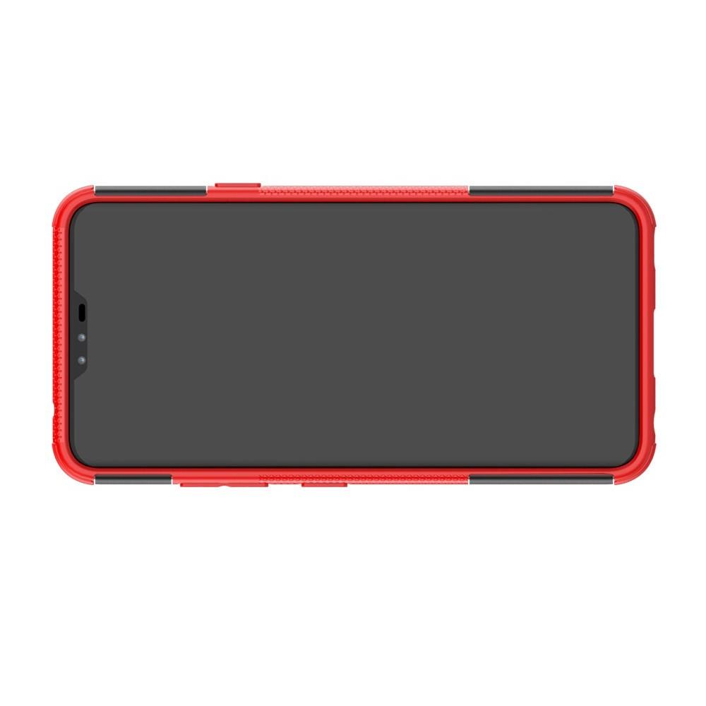 Двухкомпонентный Противоскользящий Гибридный Противоударный Чехол для LG V40 ThinQ с Подставкой Красный