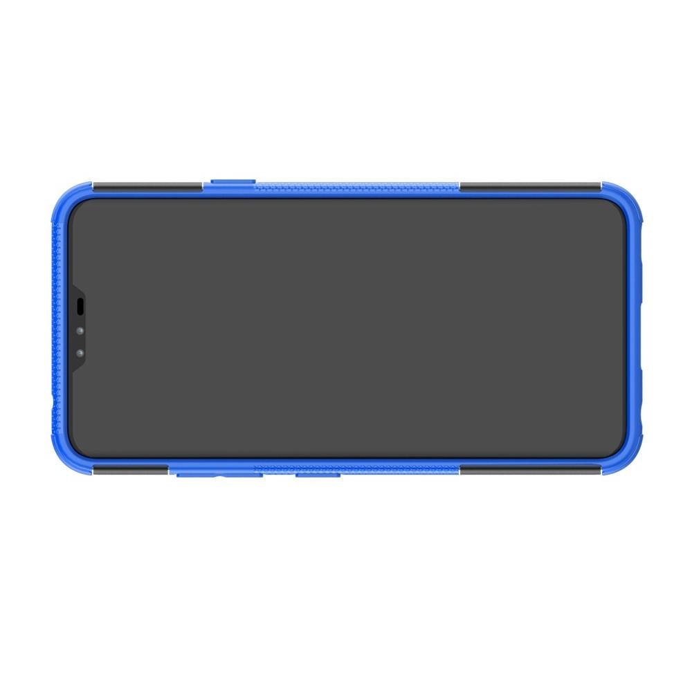 Двухкомпонентный Противоскользящий Гибридный Противоударный Чехол для LG V40 ThinQ с Подставкой Синий