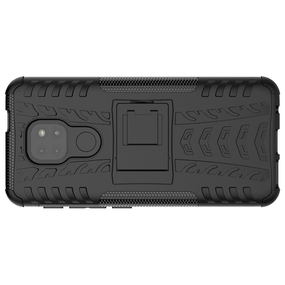 Двухкомпонентный Противоскользящий Гибридный Противоударный Чехол для Motorola Moto G9 Play / Moto E7 Plus с Подставкой Черный