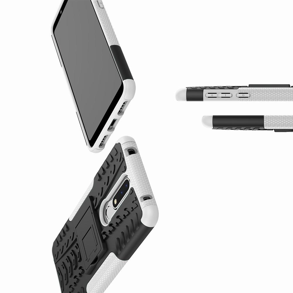 Двухкомпонентный Противоскользящий Гибридный Противоударный Чехол для Nokia 3.1 Plus с Подставкой Белый