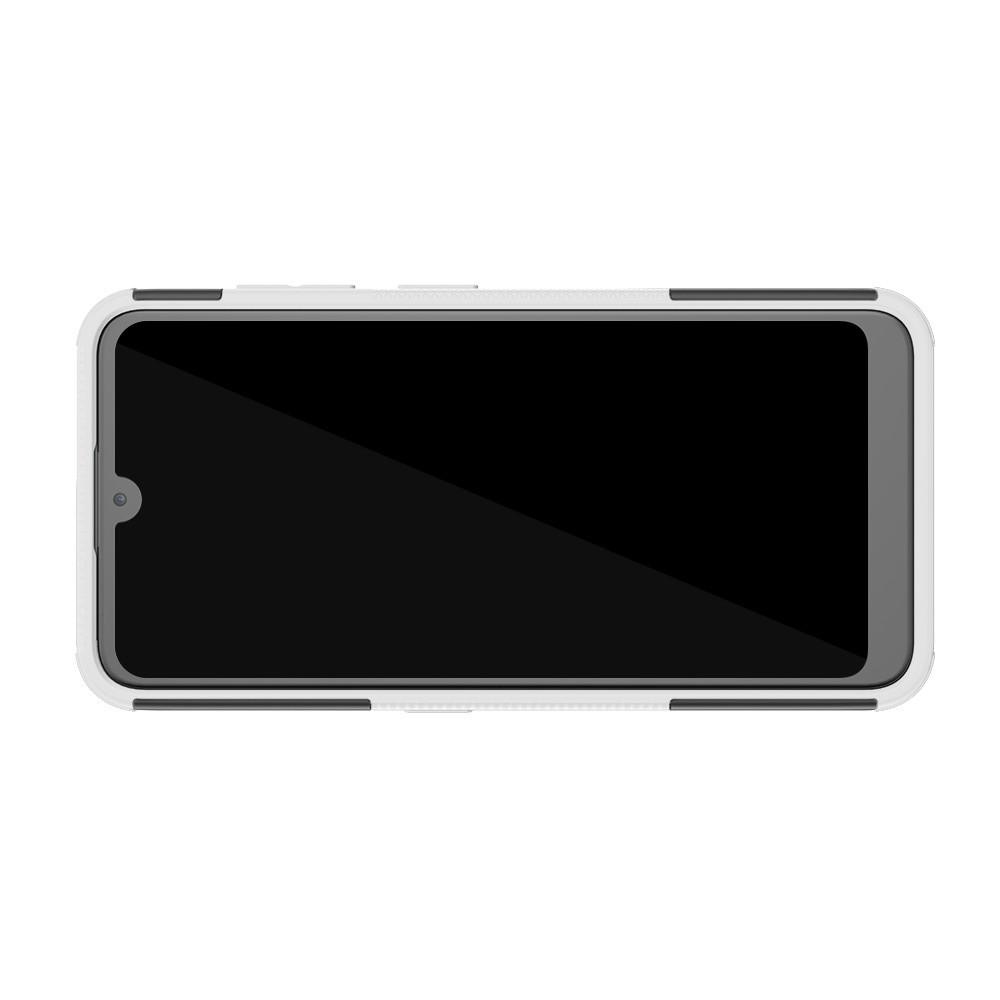 Двухкомпонентный Противоскользящий Гибридный Противоударный Чехол для Nokia 3.2 с Подставкой Белый